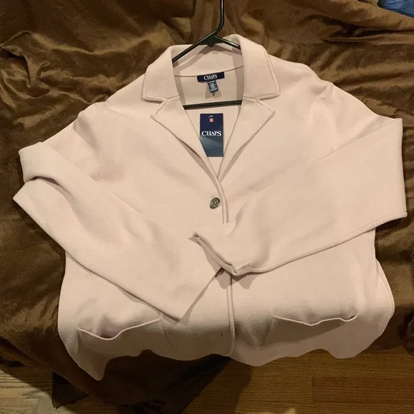 🆕 CHAPS- Pink Knit Blazer (XXL) NWT! - Picture 9 of 10